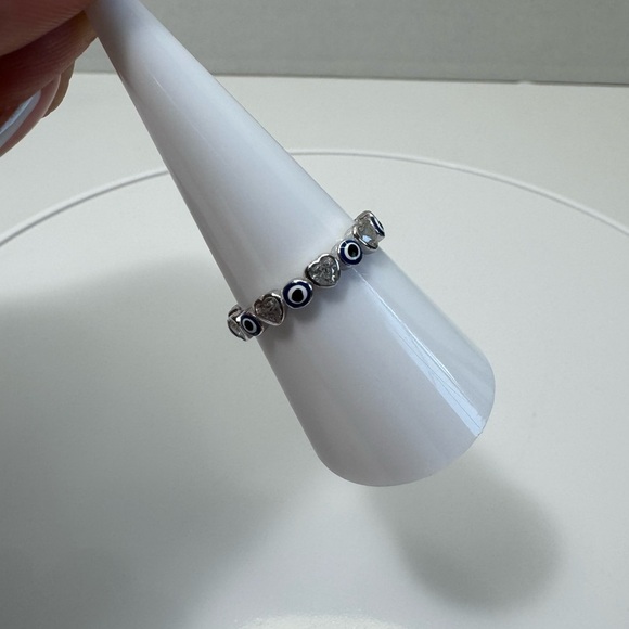 Inlay Evil Eye Ring 925 Sterling Silver Ring - Picture 8 of 12